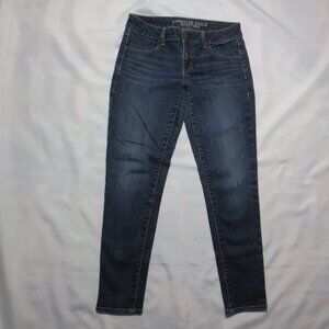 AMERICAN EAGLE womens JEANS blue SUPER STRETCH jegging EMBROIDERY SIZE 4